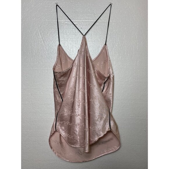 Victoria’s Secret Pink Satin Camisole Top With Black Straps‎ logo sexy girly S/P - Picture 2 of 4